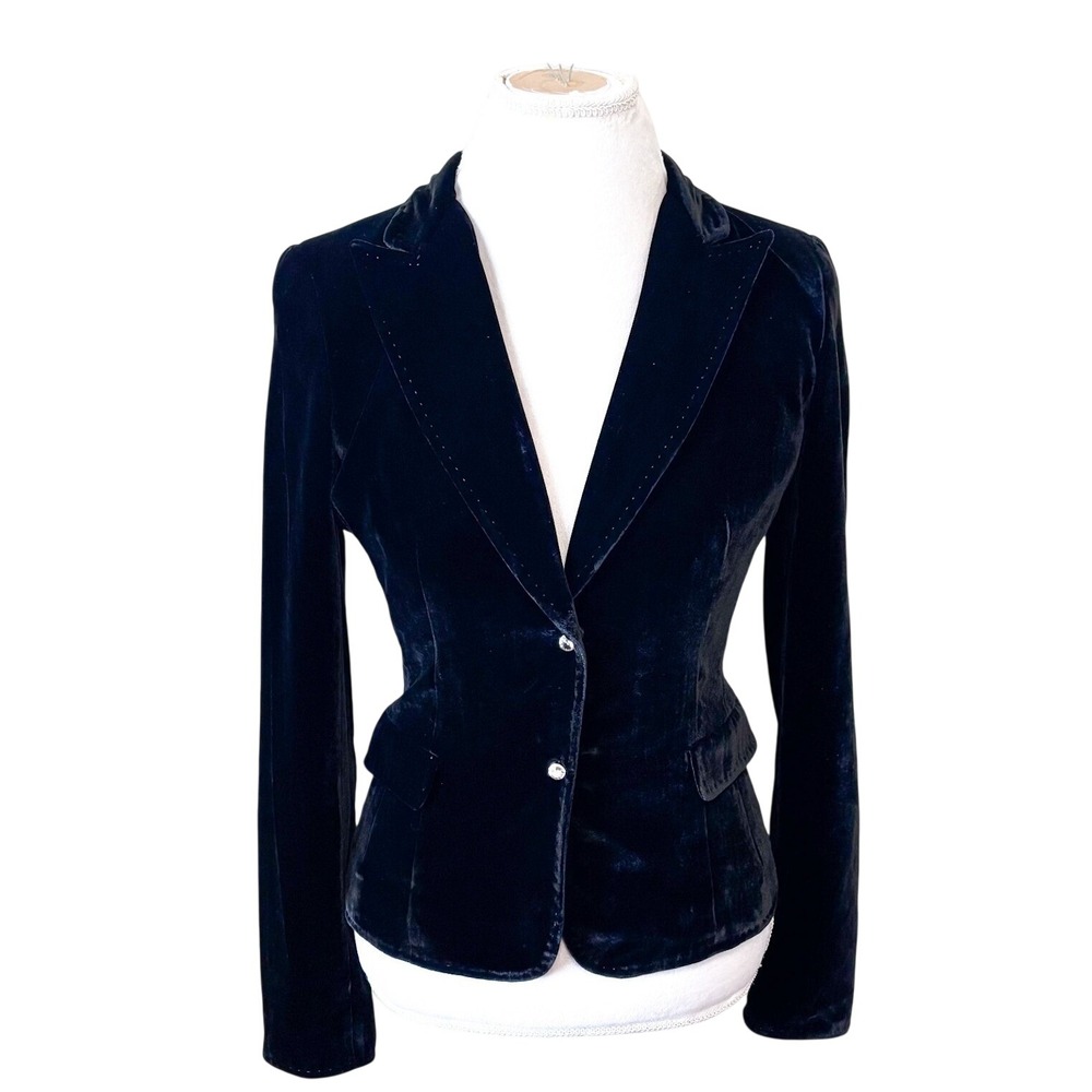 Tahari Womens Tailored Velvet Blazer Small Black Holiday Party Formal Luxury